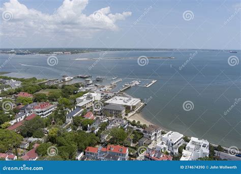 Aerial View Of Historic Charleston South Carolina And Waterfront Stock