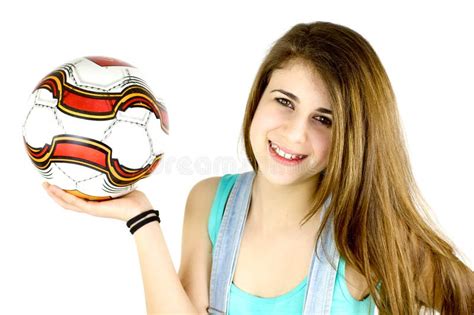 Cute Girl With Soccer Ball Smiling Stock Photo Image Of African