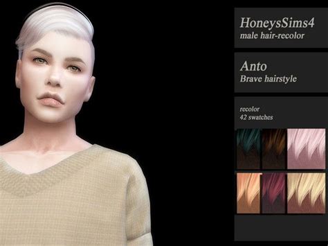 Honeyssims4 Recolor Hq Hair Male Anto Brave Mesh Required With
