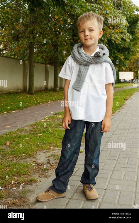 7 Year Old Boy Posing Stock Photo Alamy