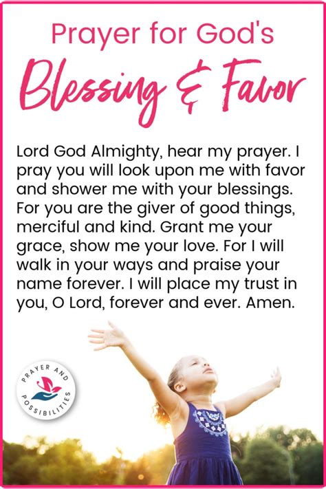 Prayer For Blessing And Favor Prayer And Possibilities