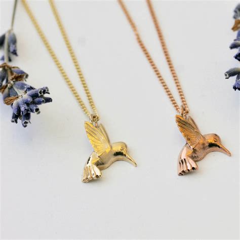 Gold Hummingbird Necklace By Heather Scott Jewellery