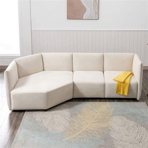 BALUS Curved Sectional Sofa Couch for Living Room, Free Combination
