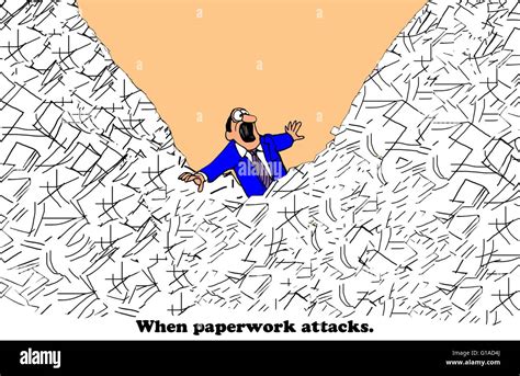 Business Cartoon About Too Much Paperwork Stock Photo Alamy
