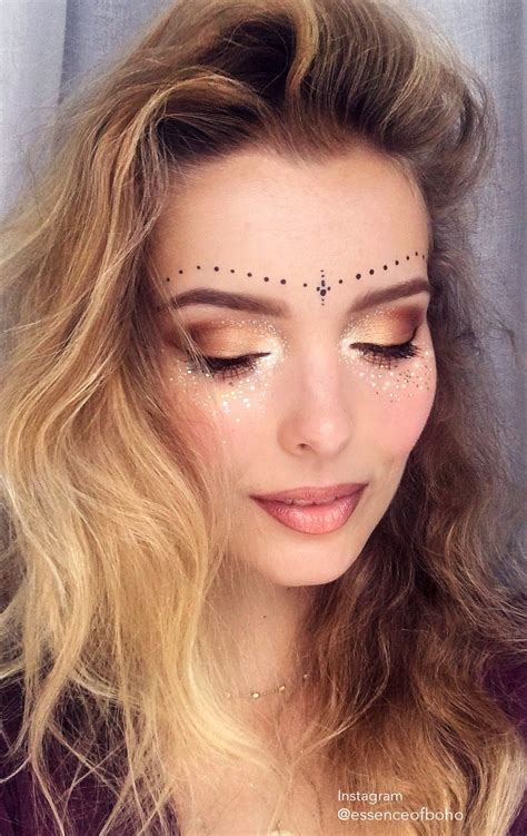 Festival Makeup 2017 Glitter Freckles Coachella Makeup Bohemian Makeup Freckles Makeup