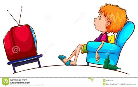 A Sketch Of A Lazy Boy Watching Tv Stock Vector Image 45326874