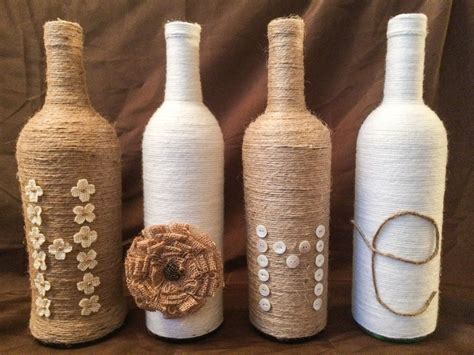 Yarn And Twine Wrapped Bottles Home Diy Wine Bottle Crafts Twine