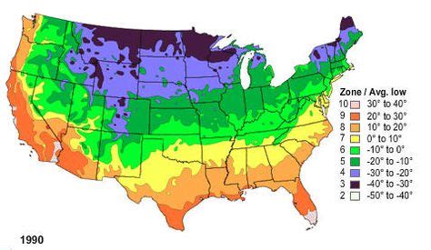 Flower Zones In The United States Plant Hardiness Zone Map Of 1990