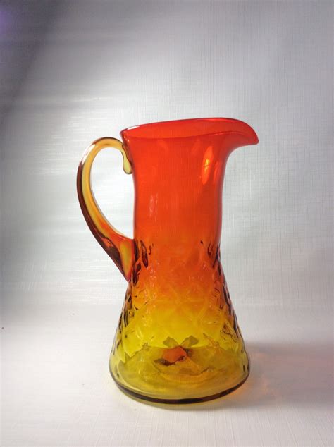 Blenko Glass 6032 Pitcher In Tangerine