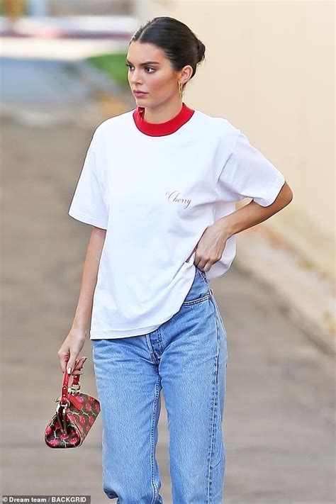Kendall Jenner Showcases Casual Fashion Credentials In White Cherry T