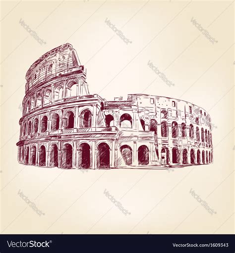 Coliseum Hand Drawn Royalty Free Vector Image