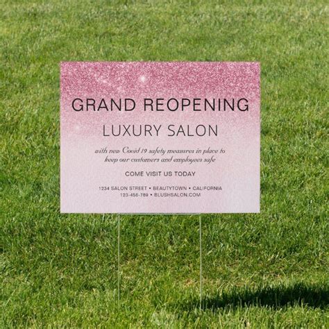 Grand Reopening Girly Pink Glitter Salon Sign Zazzle Glam Salon