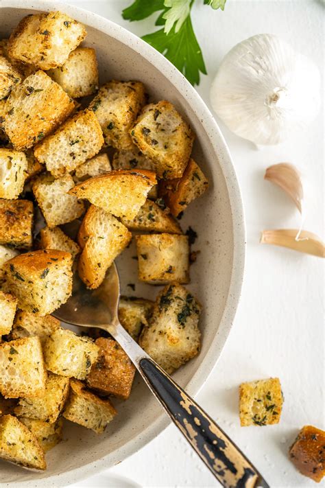 Garlic And Herb Homemade Croutons The Novice Chef
