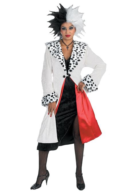 Fashion Cruella Deville Costume Adult Halloween Fancy Dress Specialty