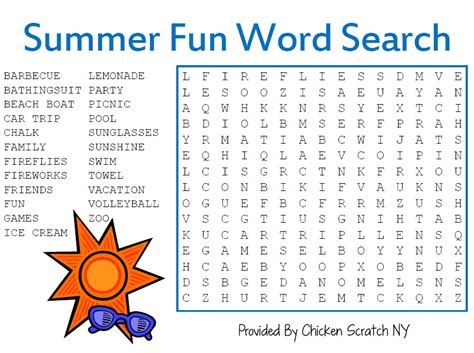 Summer Large Print Word Search Printable