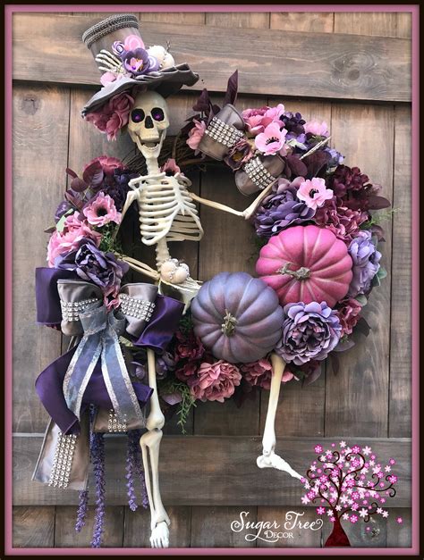 Halloween Wreath Skeleton Wreath Halloween Decor Door Etsy