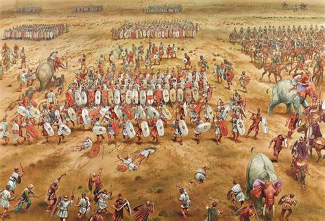 Battle Of Zama With Run Away Elephants Peter Dennis Military Art Military History Ancient