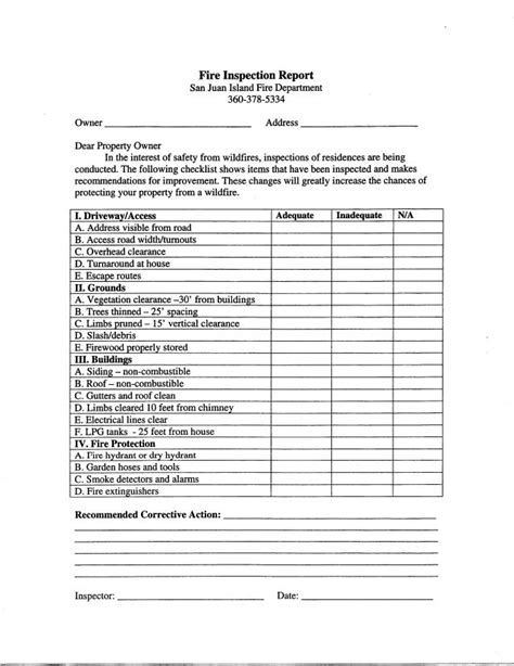 Example Fire Inspection Checklist