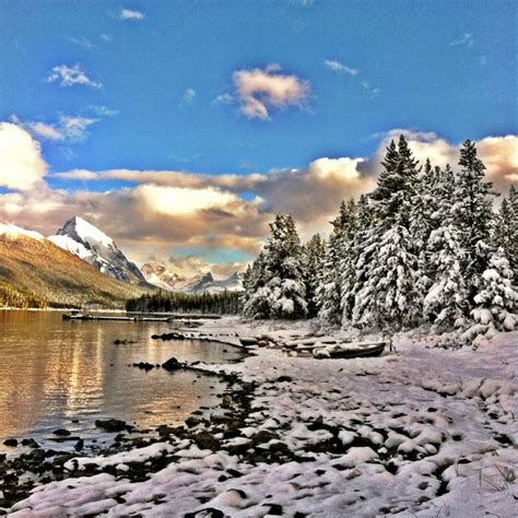 A Recent Dusting Of Snow At Maligne Lake Jasper Ab 960x960 Oc R