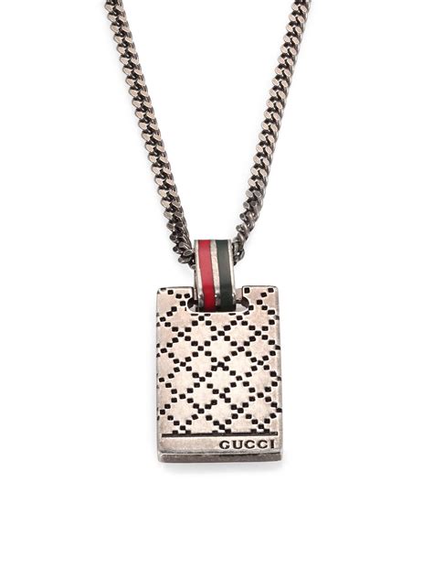 Gucci Dtissima Silver Pendant Necklace In Metallic For Men Lyst