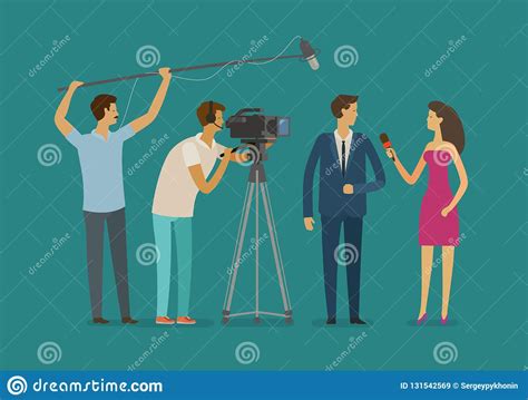 Reportage, Television Concept. Crew Or Journalist Take Interview ...
