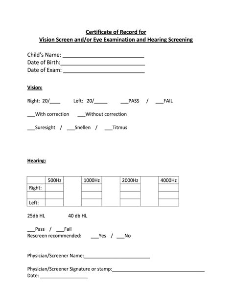 Vision Screening Form Fill Out And Sign Online Dochub