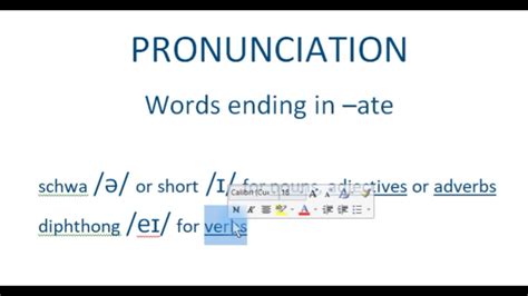 Pronunciation Words Ending In Ate Youtube