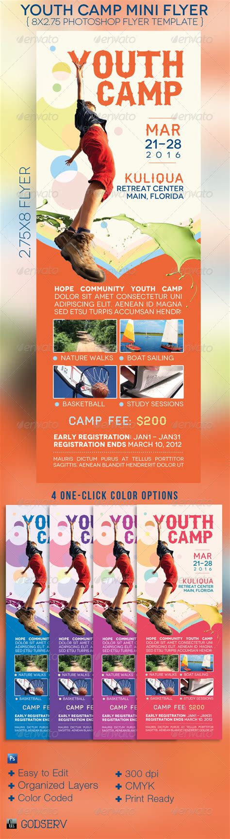 Free youth program flyer templates. Youth Camp Mini Flyer Template by Godserv | GraphicRiver