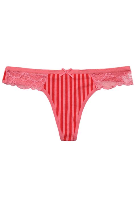 Stripe And Lace Thong Panty L241 12pc Hana Wholesale