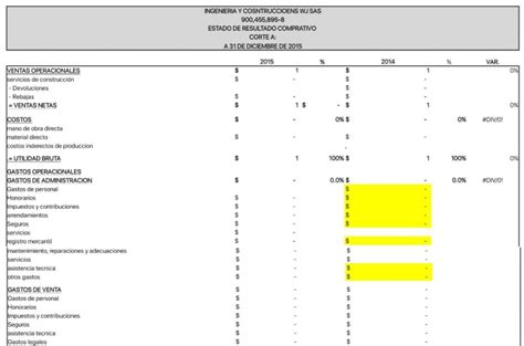 Plantilla Excel Estado De Resultados Descarga Gratis