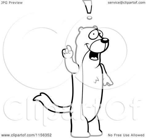 Cartoon Clipart Of A Black And White Weasel Exclaiming Vector
