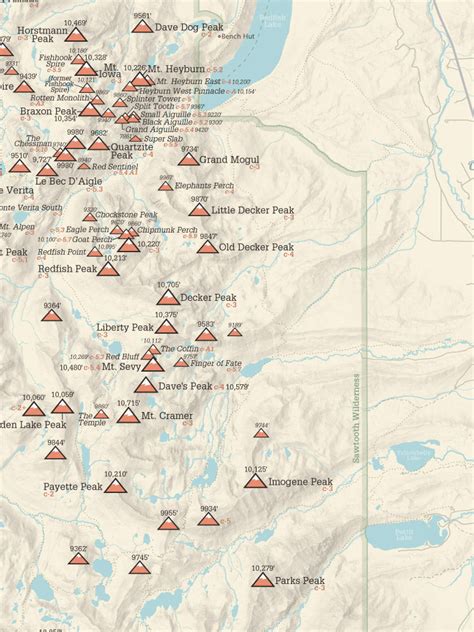 Sawtooth Range Idaho Climbers Map 18x24 Poster Best Maps Ever