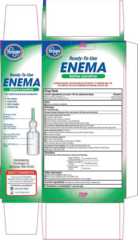 enema kroger company sodium phosphate dibasic 7g in 118ml sodium phosphate monobasic 19g in