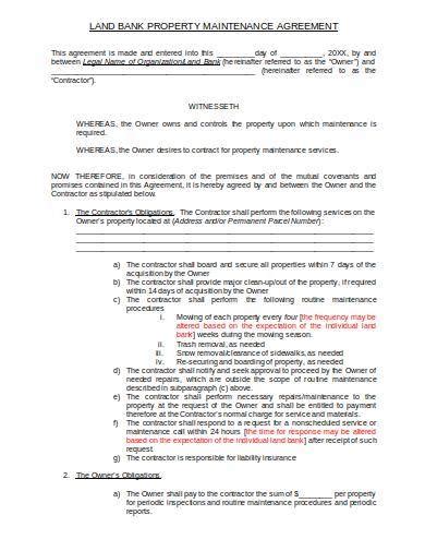 Free Maintenance Agreement Templates In Pdf Ms Word