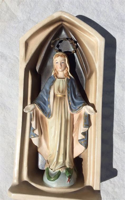 S Vintage Our Lady Of Grace Wall Hanging Virgin Mary W Etsy