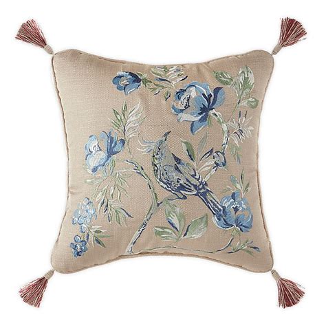 Croscill® Fleur Embroidered Square Throw Pillow In Taupe Bed Bath And Beyond
