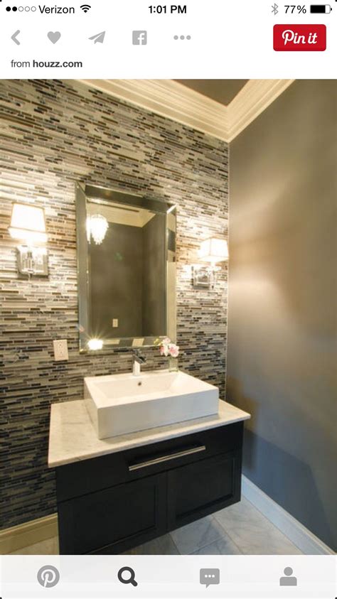 For a dramatic change without too much commitment, install removable adhesive tile. Amir bathroom. Backsplash tiles with simple vanity and ...