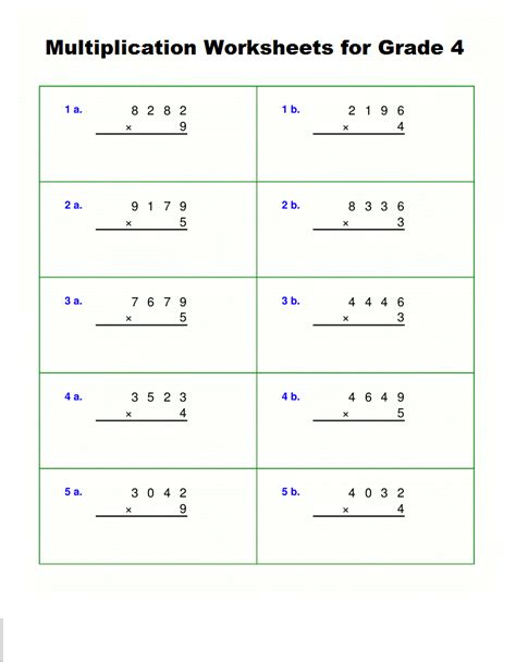 Grade 4 Multiplication Worksheet Multiplication Worksheets For Grade