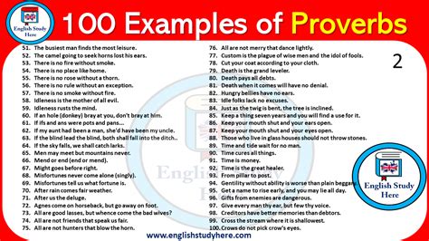 100 Examples Of Proverbs English Study Here