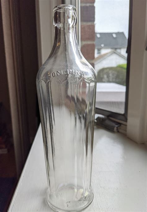 Vintage 9 5 Clear Pint Bottle Hazel Atlas Glass Very Etsy