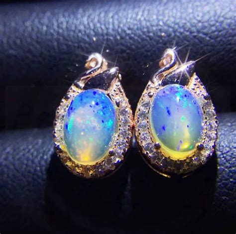 Opal Stud Earring Free Shipping Natural Real Opal Sterling Silver