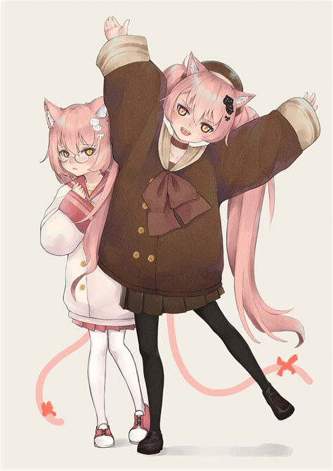 Wallpaper Cute Anime Girls Animal Ears Loli Pink Hair Nekomimi
