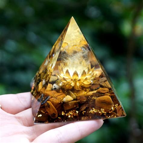 Orgonite Citrine Crystal Sphere With Tiger Eye Natural Stone Pyramid