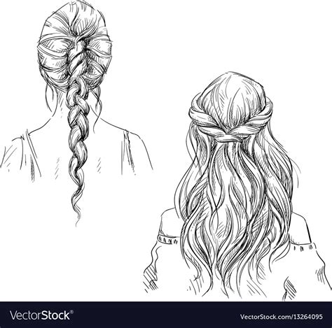 Braids Hairstyle Drawing Royalty Free Vector Image