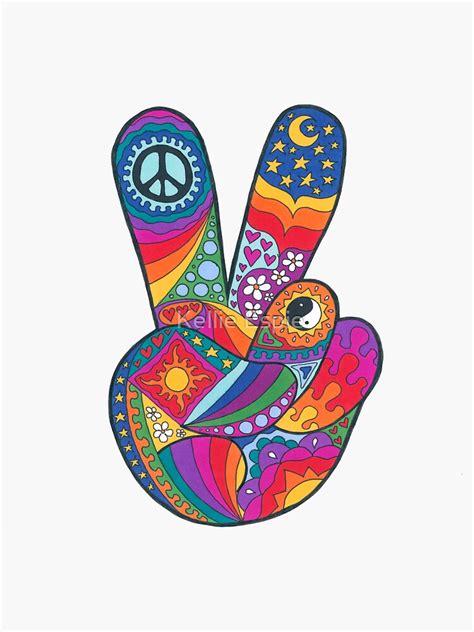 Psychedelic Peace Out Sticker For Sale By Kelkel66 Redbubble