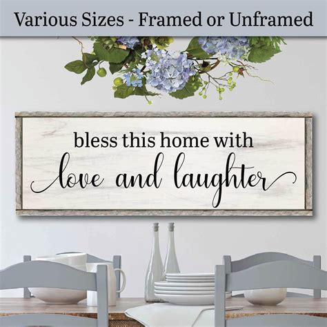 Bless This Home With Love And Laughter Sign Farmhouse Decor Etsy