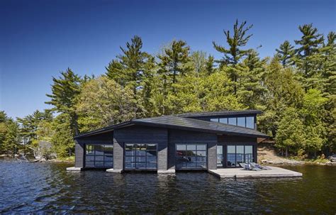 Lakefront Living House Boat Boathouse Design