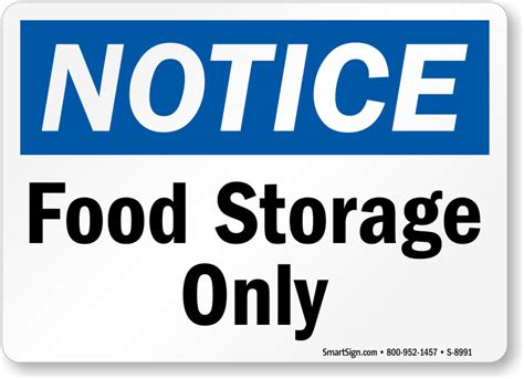 Food Storage Only Sign Sku S 8991