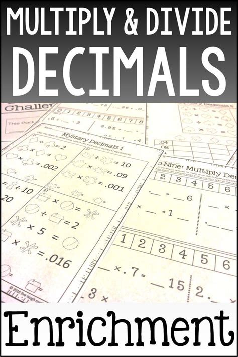 Decimal multiplication by a whole number and another decimal number 4. Multiply & Divide Decimals Enrichment: Decimals Logic ...