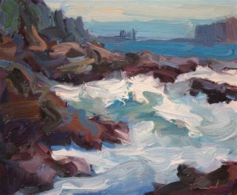 Daily Paintworks Rocks And Waves Original Fine Art For Sale